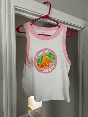 Old Navy Pink and White Ribbed Crewneck Tank